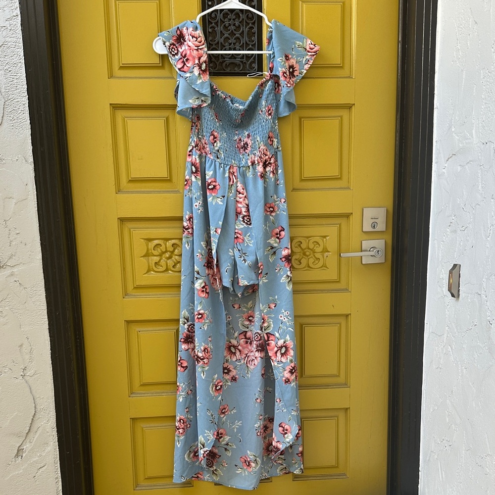 Floral Off-Shoulder Maxi Jumper